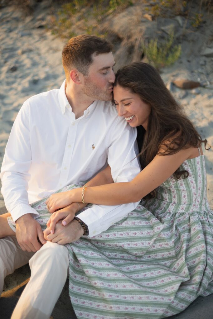 Couple at Collins Beach for Newport Rhode Island Engagement Session