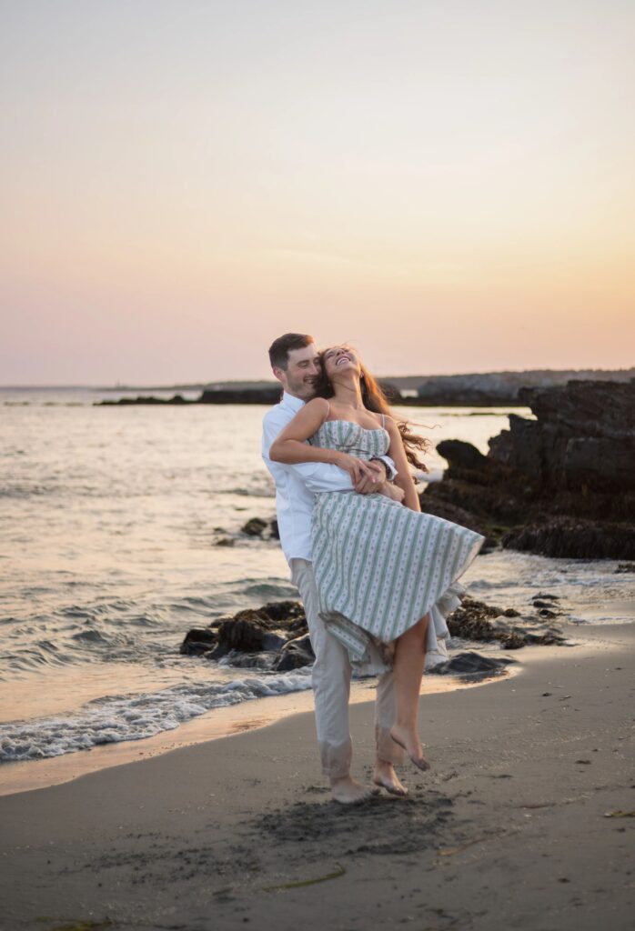 Collins Beach sunset Newport Rhode Island Engagement Session